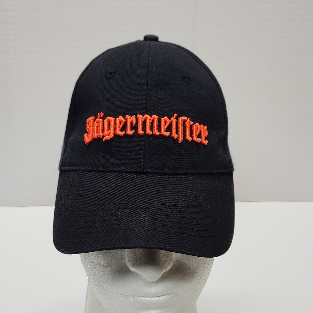 Jägermeister Hat Baseball Cap Black Orange Embroidered Stag Logo Adjustable Rare